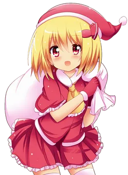 Anime girl in a red Santa outfit