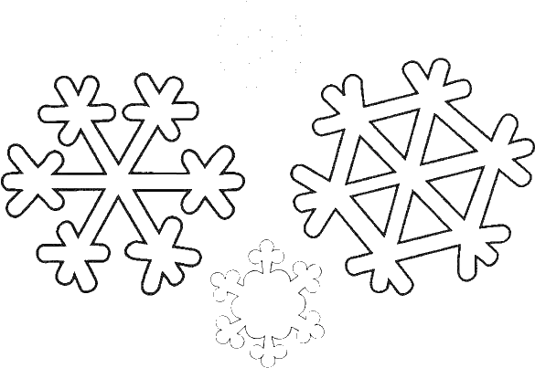 Three outlined snowflake designs