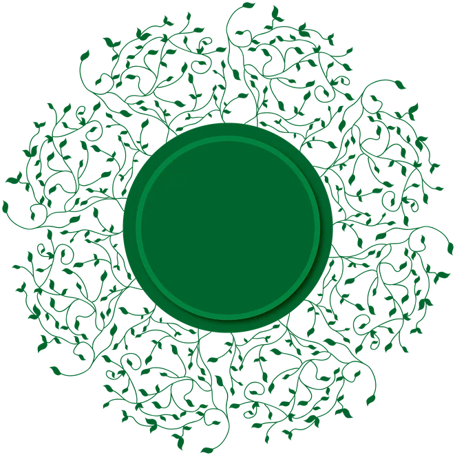Green Circular Frame with Leafy Vines