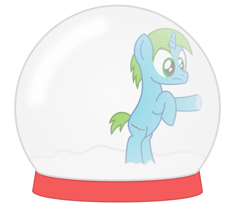 Blue Pony in a Snow Globe