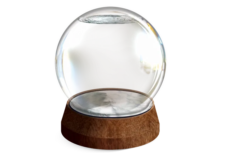 Glass Snow Globe with Wooden Base