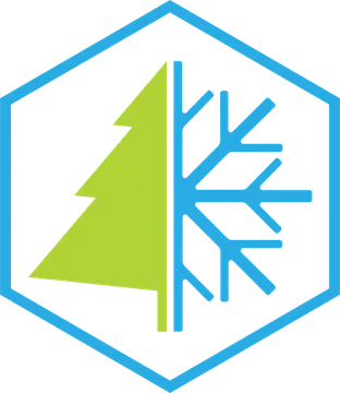 Split Tree and Snowflake Seasonal Icon