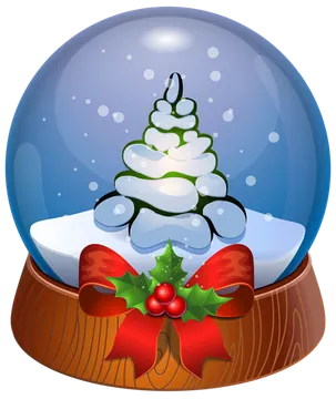Christmas Tree Snow Globe with Holly