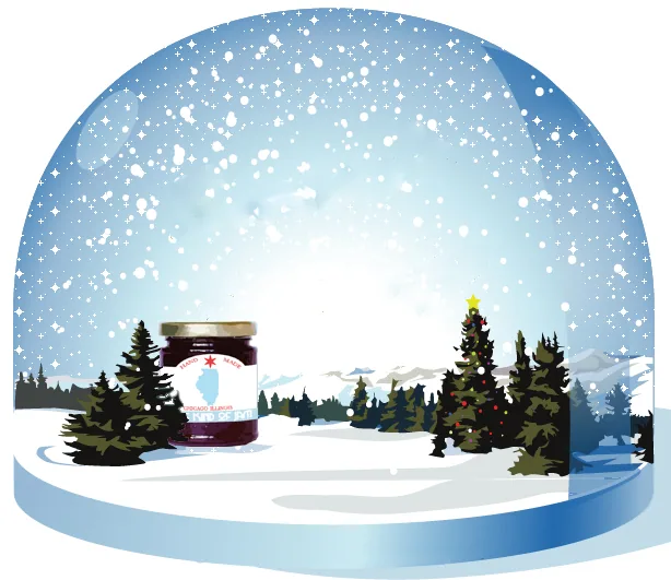 Snowy Winter Scene with Decorated Christmas Trees