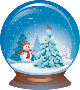 Winter Snow Globe with Snowman and Tree