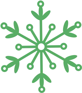Green Snowflake Floral Line Art