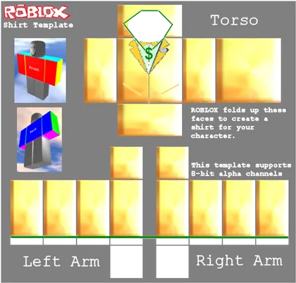 Roblox Shirt Template with Gold Panels