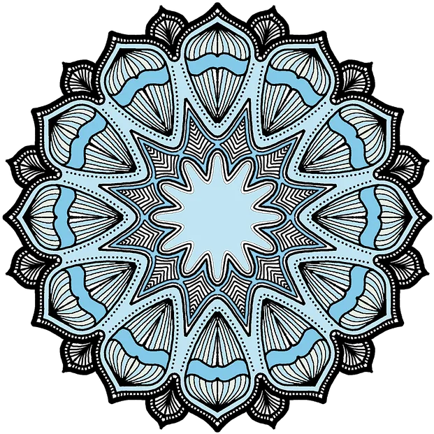 Mandala floral azul y negro
