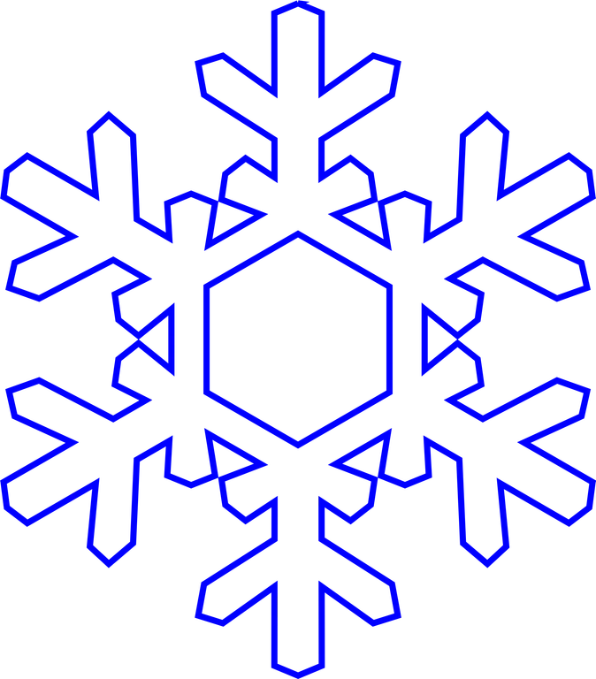 Blue Outlined Snowflake with Hexagonal Center