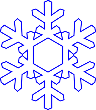 Blue Outlined Snowflake with Hexagonal Center