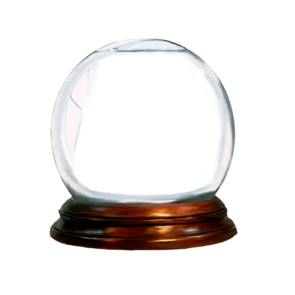 Empty Glass Snow Globe on Wooden Base