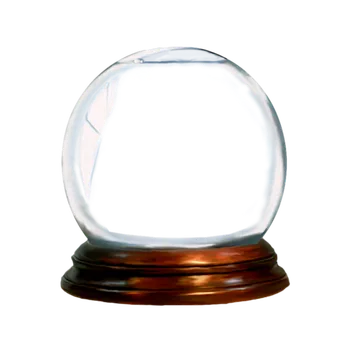 Empty Glass Snow Globe on Wooden Base