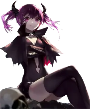 Anime Girl with Purple Pigtails and Horns
