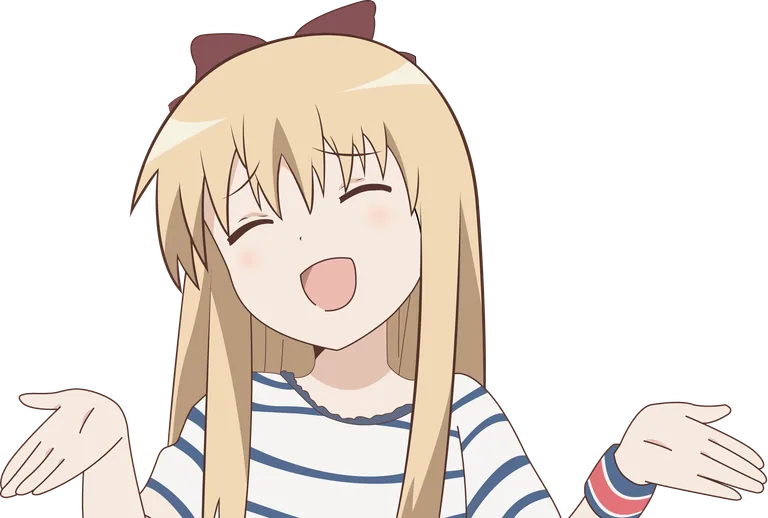 Smiling Anime Girl in a Striped Shirt