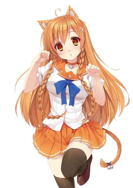 Orange-Haired Catgirl in School Uniform
