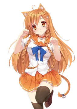Orange-Haired Catgirl in School Uniform