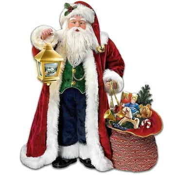 Santa Claus with Lantern and Toy Sack