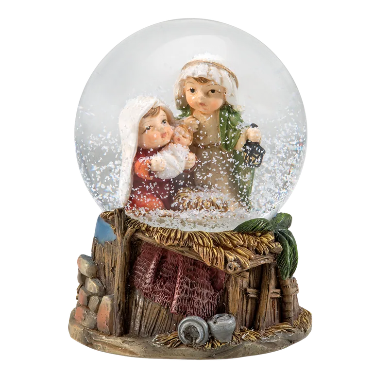 Nativity Scene Snow Globe with Mary and Jesus