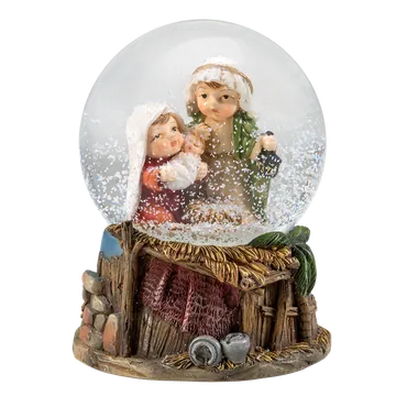 Nativity Scene Snow Globe with Mary and Jesus