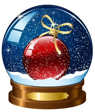 Red Ornament Snow Globe with Gold Bow