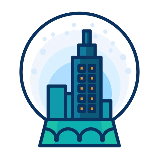 Blue City Snow Globe Illustration