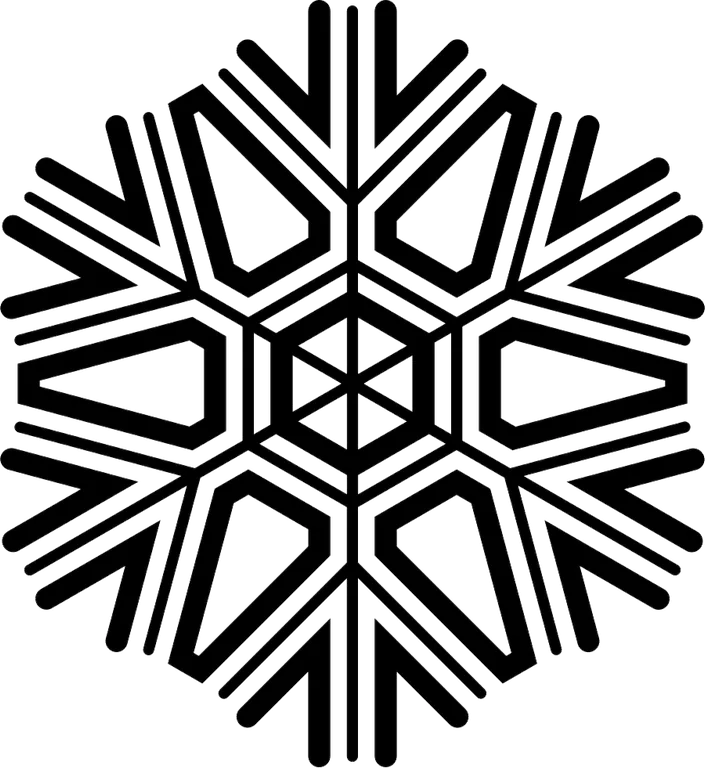 Black Geometric Snowflake Line Art