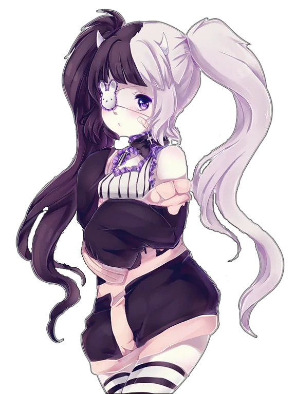 Anime Girl with Two-Tone Hair and Bunny Clip