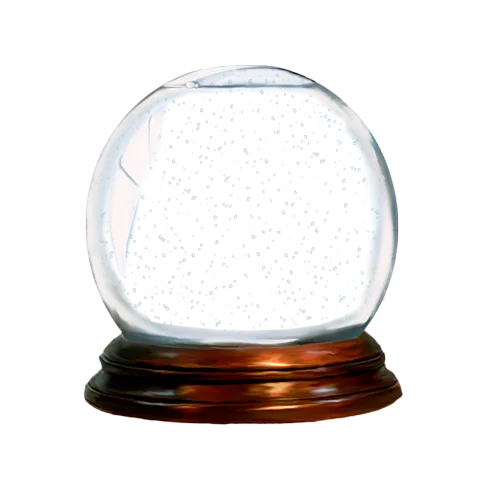 Empty Glass Snow Globe on Wooden Base