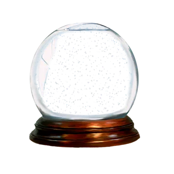Empty Glass Snow Globe on Wooden Base