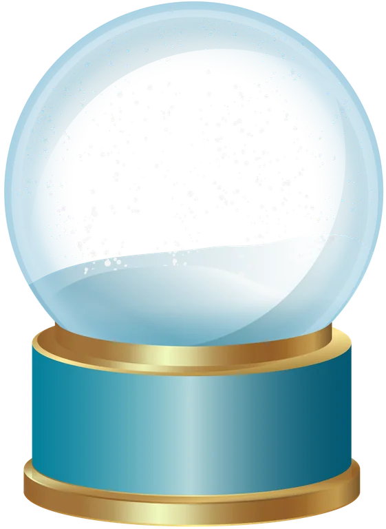 Blue Glass Snow Globe on Gold Base