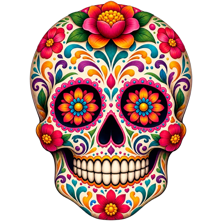 Colorful Floral Sugar Skull Illustration