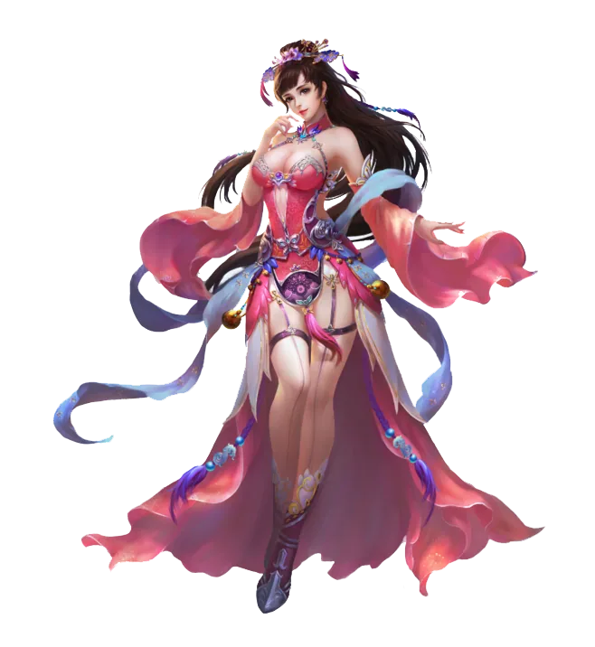 Fantasy Woman in Flowing Pink Gown