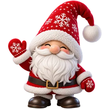 Red Snowflake Santa Gnome Illustration