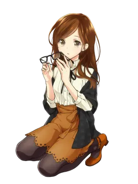 Anime Girl Holding Black Glasses