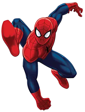 Spider-Man en rouge et bleu dans une pose dynamique en plein air