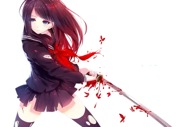 Anime Schoolgirl with a Bloodied Sword