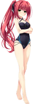 Anime Girl in a Black Swimsuit