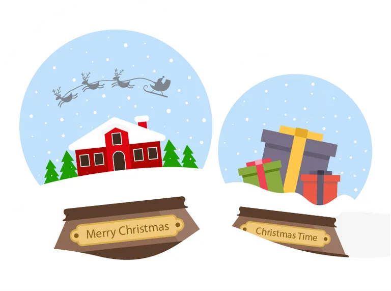 Christmas Village and Wrapped Gifts Illustration