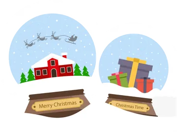 Christmas Village and Wrapped Gifts Illustration