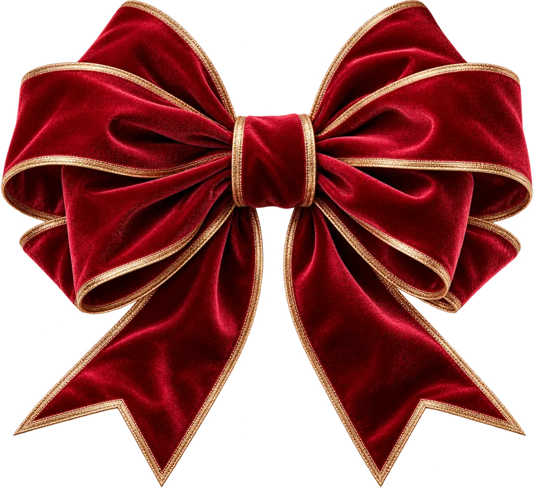 Red Velvet Bow with Gold Trim