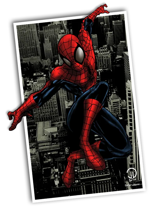 Red and Blue Spider-Man Comic Illustration