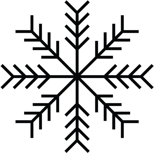 Símbolo geométrico negro de copo de nieve