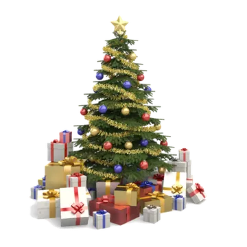 Decorated Christmas Tree with Wrapped Gifts