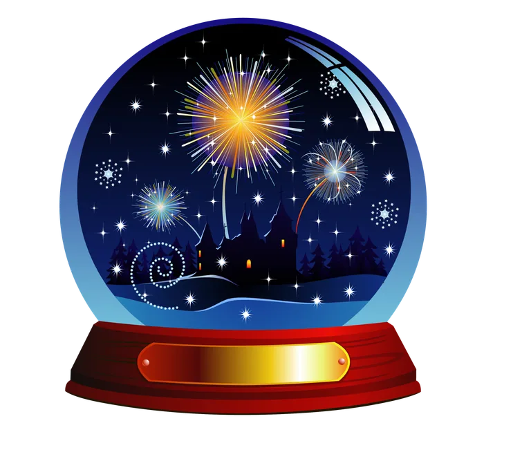 Fireworks Snow Globe at Night