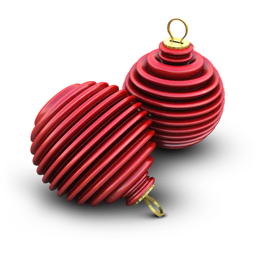 Red Ribbed Christmas Bauble Ornaments