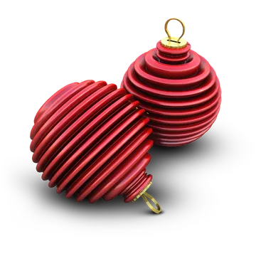 Red Ribbed Christmas Bauble Ornaments