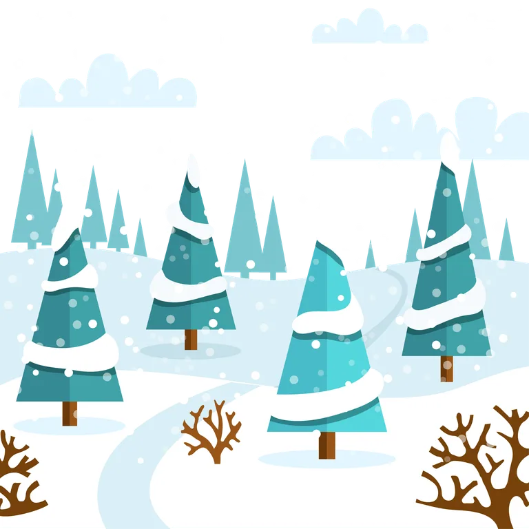 Snowy Forest of Teal Christmas Trees