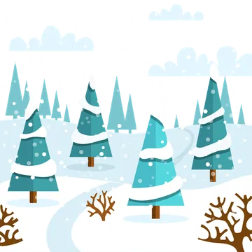 Snowy Forest of Teal Christmas Trees